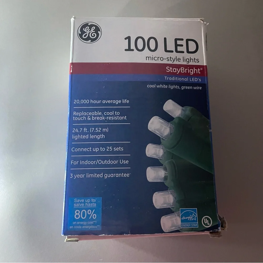 EUC GE LED micro-style lights 100 count cool white